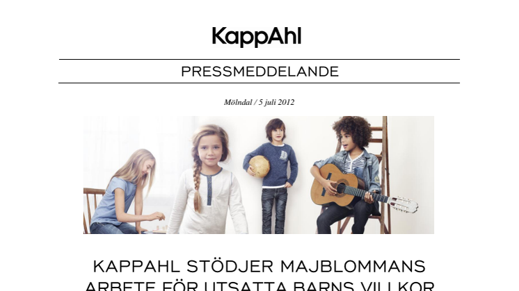 KappAhl stödjer Majblommans arbete för utsatta barns villkor