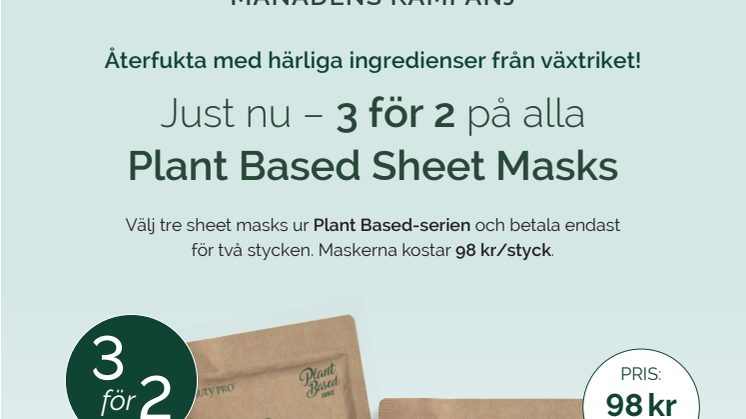 Just nu – 3 för 2 på alla Plant Based Sheet Masks