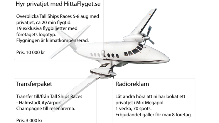 HittaFlyget.se erbjuder flyg med eget privatjet för 10 000 kr 
