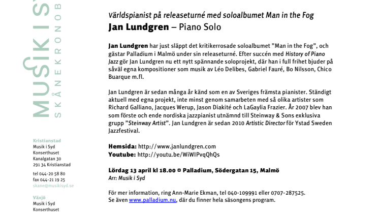 Jan Lundgren – Piano Solo – Man in the Fog