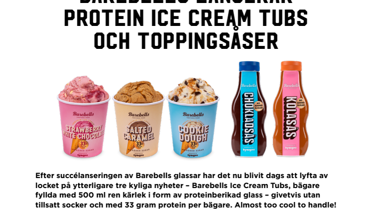 Cool and saucy news – Barebells lanserar Protein Ice Cream Tubs och toppingsåser