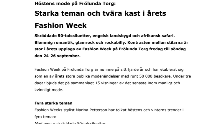 Höstens mode på Frölunda Torg: Starka teman och tvära kast i årets Fashion Week