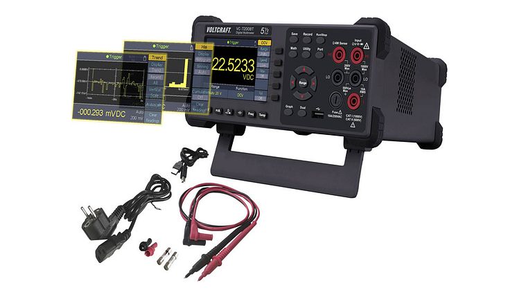 Den grafiska 4-tumsskärmen på Voltcrafts digitala multimeter VC-7200BT gör det möjligt att visa mätvärden på en helt annan nivå än på konventionella skärmar. Fotokälla: Voltcraft