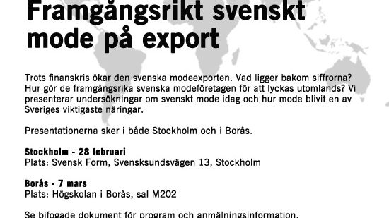 Seminarie Borås: Framgångsrikt svenskt mode på export