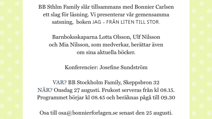 Inbjudan frukost BB STHLM