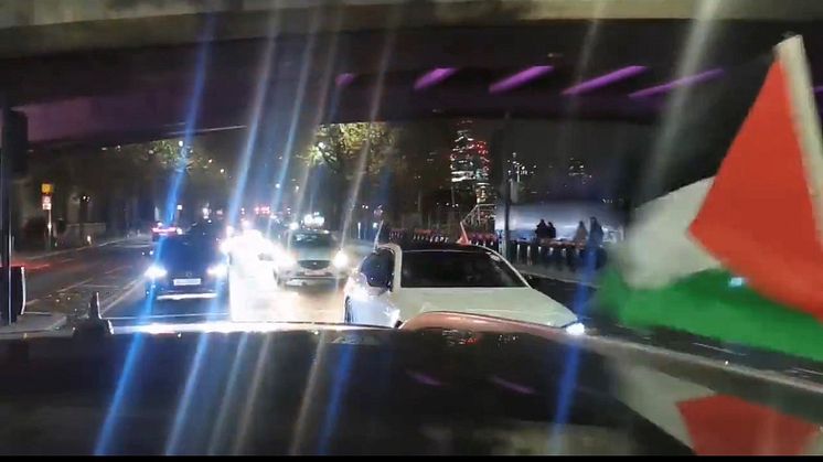 A screenshot taken from footage of the convoy shared on social media