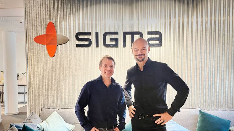 Emil Pettersen, tillträdande VD Sigma Civil Öst Stockholm och Anders Dannqvist, VD Sigma Civil.