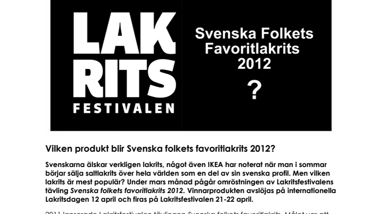 Vilken produkt blir Svenska folkets favoritlakrits 2012?