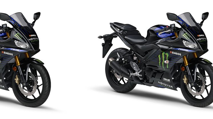 （左）「YZF-R3 ABS」 Monster Energy Yamaha MotoGP Edition　　（右）「YZF-R25 ABS」Monster Energy Yamaha MotoGP Edition