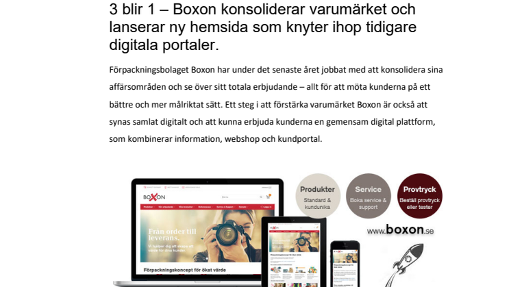 3 blir 1 – Boxon konsoliderar varumärket och lanserar ny hemsida som knyter ihop tidigare digitala portaler
