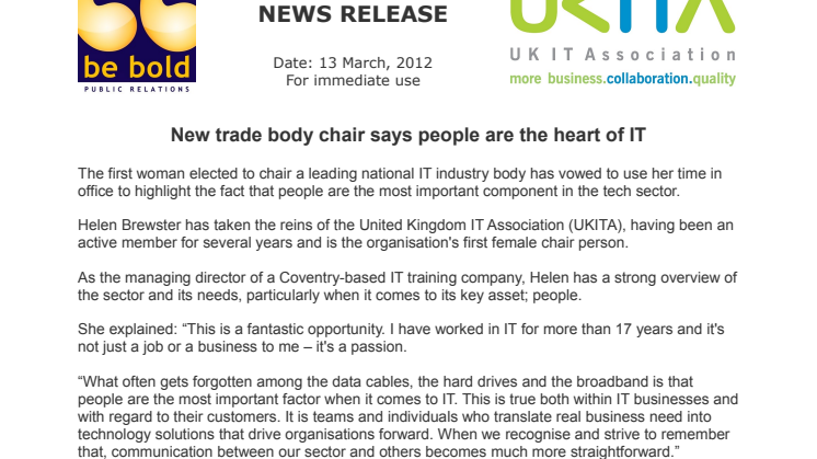 New trade body chair says people are the heart of IT