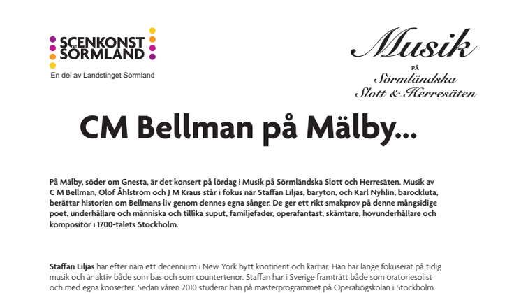 C M Bellman på Mälby Säteri lördagen 2 juni