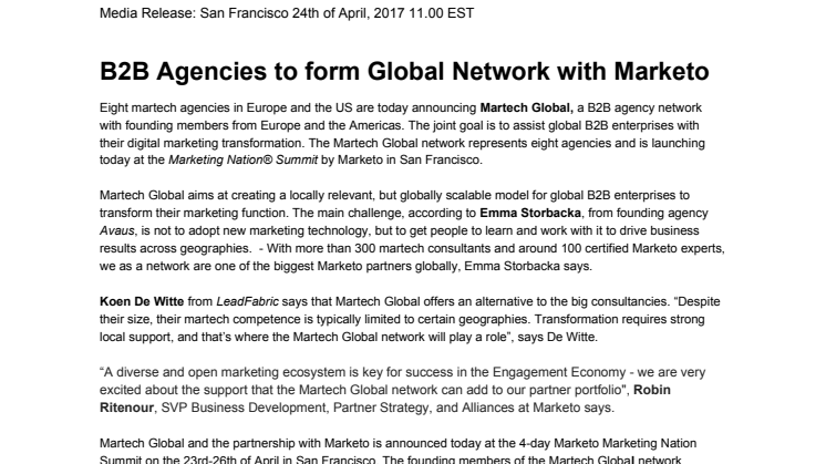 B2B Agencies to form Global Network with Marketo