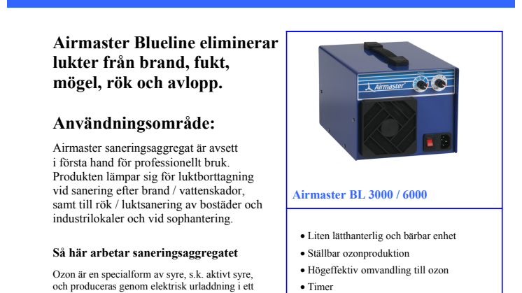 Airmaster BlueLine BL 3000-6000, produktblad