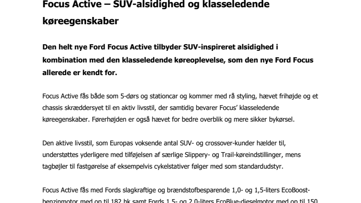 Focus Active – SUV-alsidighed og klasseledende køreegenskaber