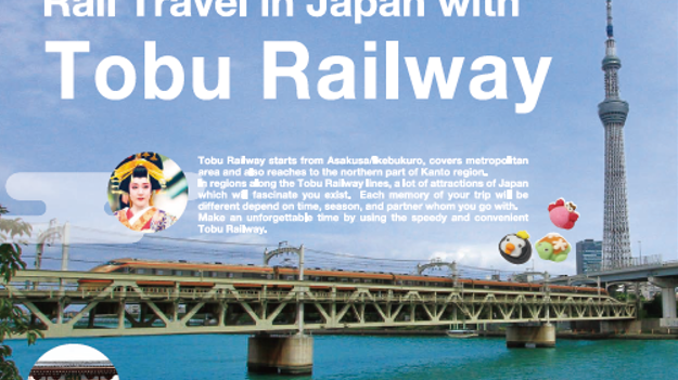 ”Rail Travel in Japan with Tobu Railway” Booklet with many charming sightseeing spots information along Tobu Railway