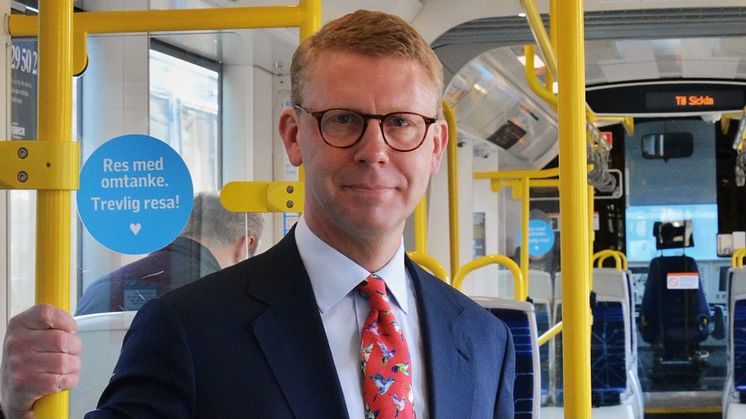 Kristoffer Tamsons (M), trafikregionråd och ordförande för Svensk Kollektivtrafik.