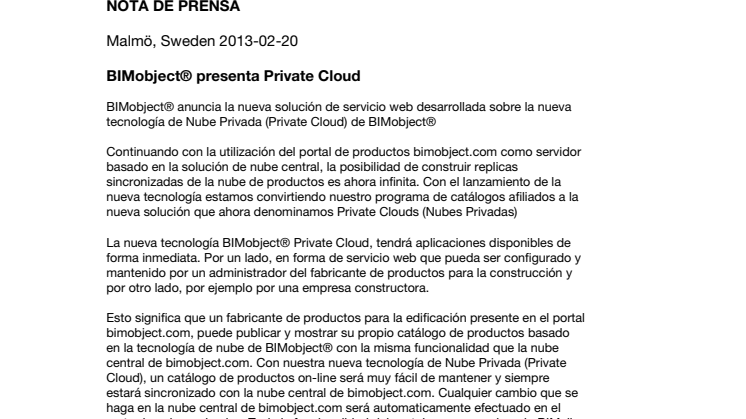 BIMobject® presenta Private Cloud 