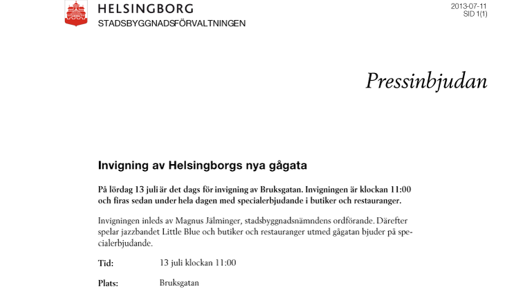 Invigning av Helsingborgs nya gågata
