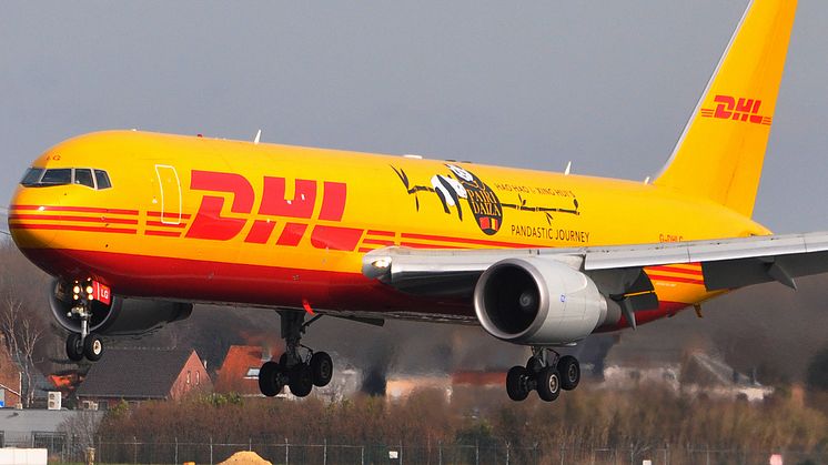 Två pandor på resa med DHL