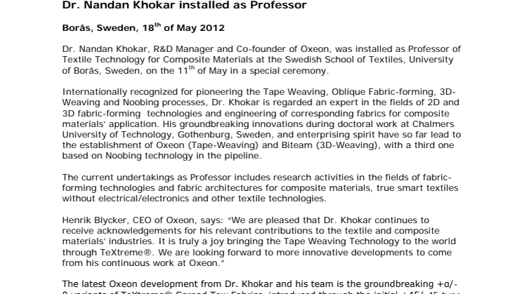 Dr. Nandan Khokar installed as Professor