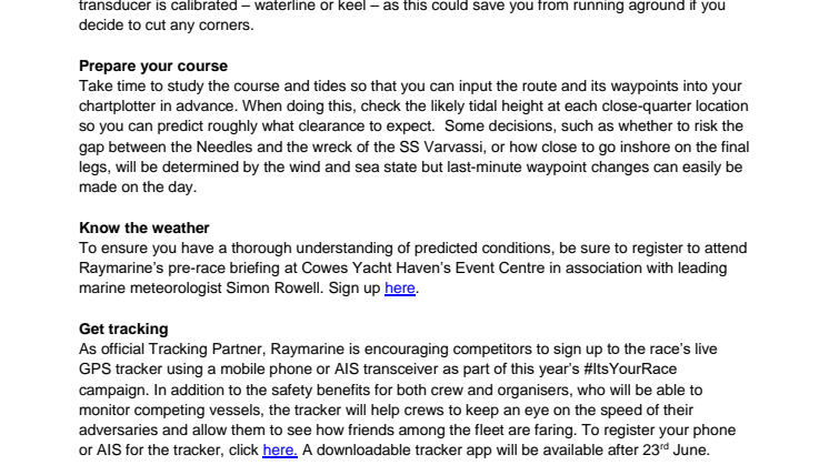 Raymarine - Round the Island Race in association with Cloudy Bay: Pre-Race Tips from Raymarine’s Will Sayer