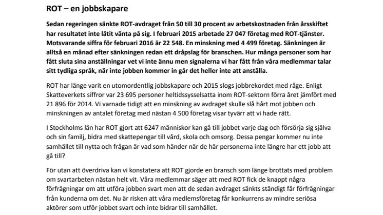 ROT – en jobbskapare 