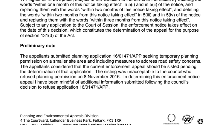 Full decision notice of Scot Gov planning reporter