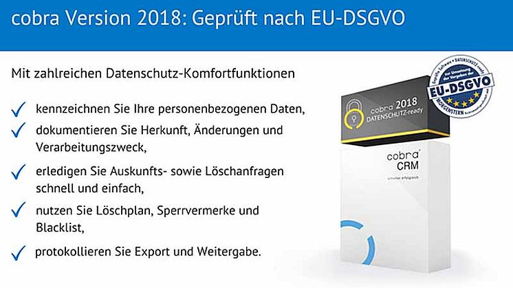 cobra Version 2018 DATENSCHUTZ-ready veröffentlicht