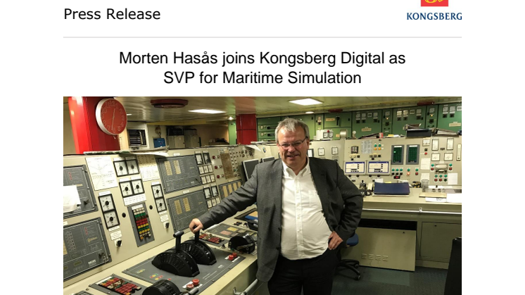Morten Hasås joins Kongsberg Digital as SVP for Maritime Simulation