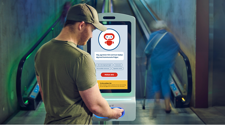 ﻿Ekerö kommun i Sverige benytter sin digitale chatbot Kommun-Kim på smittevernkiosken Procon DigiClean