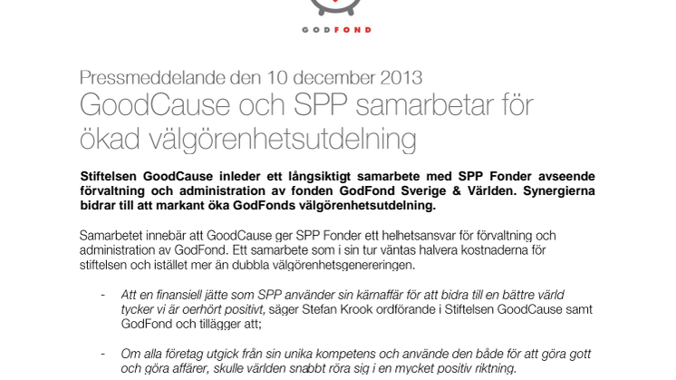 GoodCause och SPP samarbetar för ökad välgörenhetsutdelning 