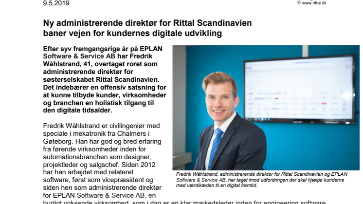 Ny administrerende direktør for Rittal Scandinavien baner vejen for kundernes digitale udvikling