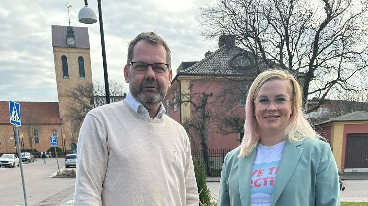 Ulf Holm, nyvald ordförande för Miljöpartiet i Skåne, och Fia Kamlund, omvald vice ordförande.