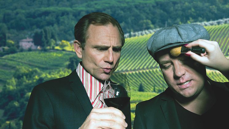 ​Peter Wahlbeck och Jonas Berger håller Sveriges roligaste vinprovning