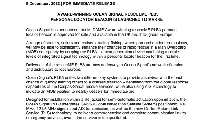 9 Dec 2022 - Award-Winning Ocean Signal PLB3 is Launched to Market.pdf
