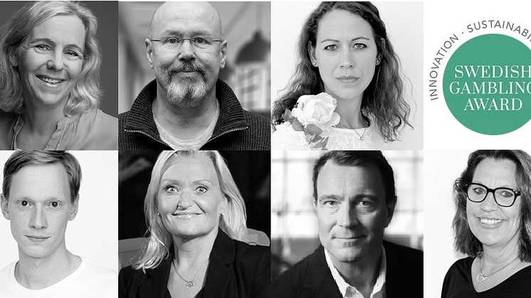 Juryn i Swedish Gambling Award 2020: Hanna Riberdahl, Thomas Nilsson (ordförande), Maria Kausits, Magnus Berglund, Pia Grahn, Mats Georgson och Ann-Sofie Olsson. 