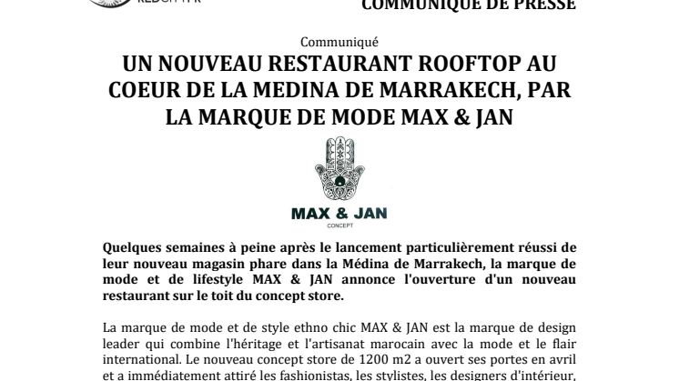 UN NOUVEAU RESTAURANT ROOFTOP AU COEUR DE LA MEDINA DE MARRAKECH, PAR LA MARQUE DE MODE MAX & JAN