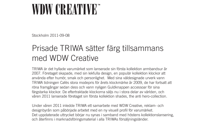 Prisade TRIWA sätter färg tillsammans med WDW Creative
