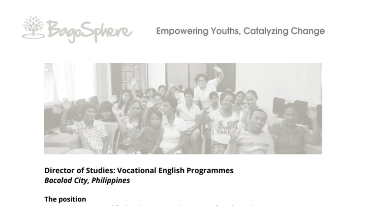 Empower Rural Youths with the English Language at BagoSphere - Director of Studies