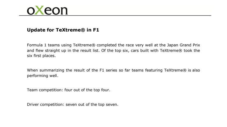 Update for TeXtreme® in F1
