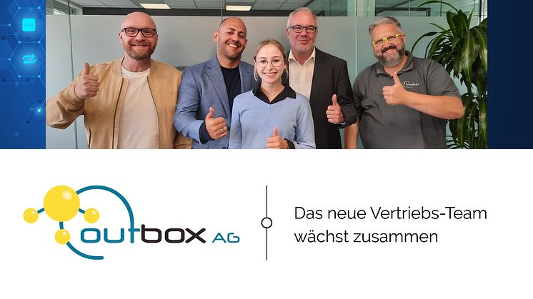 Das neue Vertriebsteam der Outbox AG von links nach Rechts Thomas Weiß, Alexander Schnürer, Vitalia Svionder, Tino Schuchardt, Thomas Müller