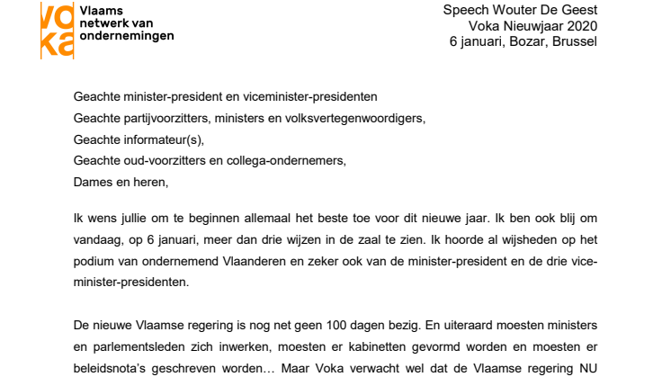 PB Voka: Nu werken aan volwaardige federale regering voor groei en jobs