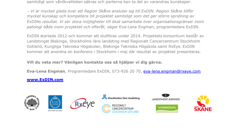 Region Skåne ansluter sig till projekt för effektivare diagnostik, ExDIN.
