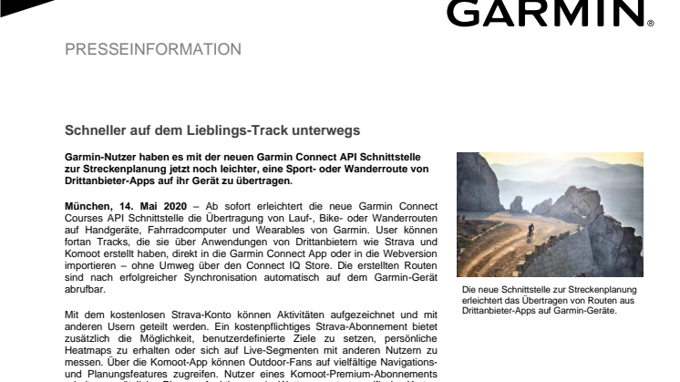 PM_Garmin_Neue Schnittstelle für Routen