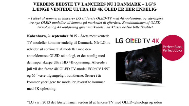 VERDENS BEDSTE TV LANCERES NU I DANMARK – LG’S LÆNGE VENTEDE ULTRA HD 4K OLED ER HER ENDELIG