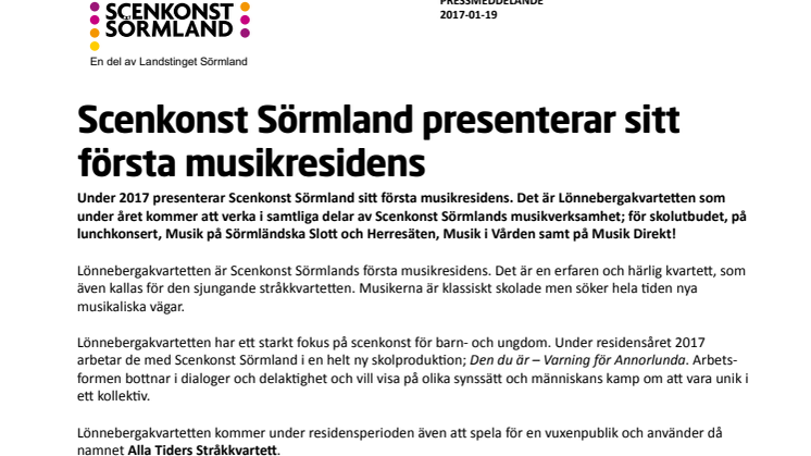 Scenkonst Sörmland presenterar sitt första musikresidens