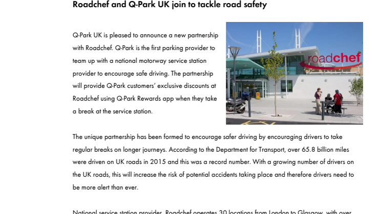 Roadchef and Q-Park UK join to tackle road safety 
