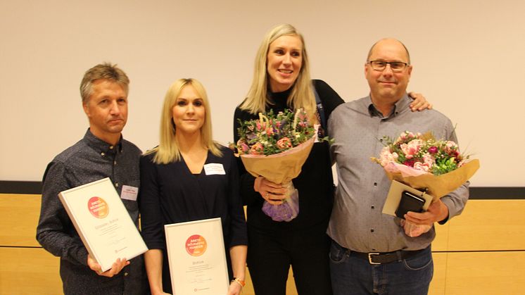 Medarbetare från BoKlok mottager utmärkelsen "Årets nöjdaste kunder", 2017. 