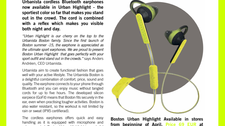BOSTON URBAN HIGHLIGHT   - THE SPORTIEST EARPHONES YET -